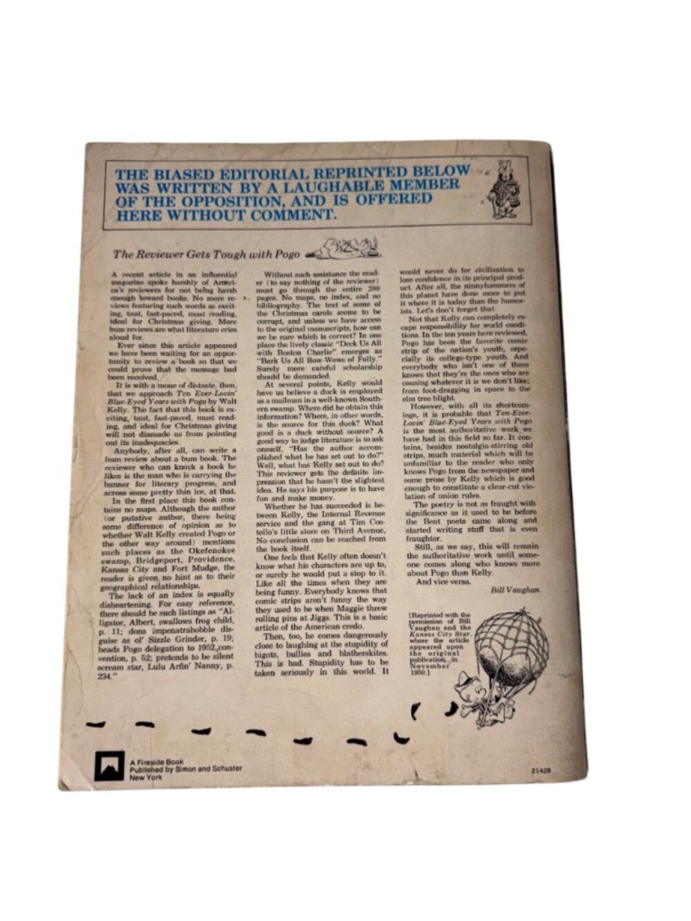 Ten Ever-Lovin Blue-Eyed Years With Pogo-1959 By Walt Kelly Paperback Cartoons - Picture 6 of 16